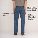 #1010 Made in USA 14 oz. Dark Stone Washed Carpenter Dungaree Jean