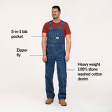 #699 Stone Washed Blue Denim Overalls - TEST