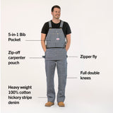 #730 Stripe Carpenter Overall with Zip-Off Pouch - TEST