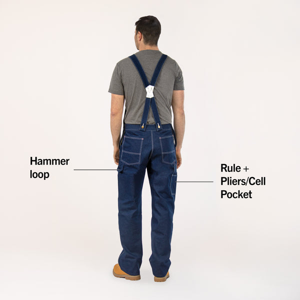 907 Round House Made in USA Low Back Blue Denim Bib Overalls