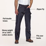 #3303 American Made Jean Double Front Carpenter Dungaree 14 oz.