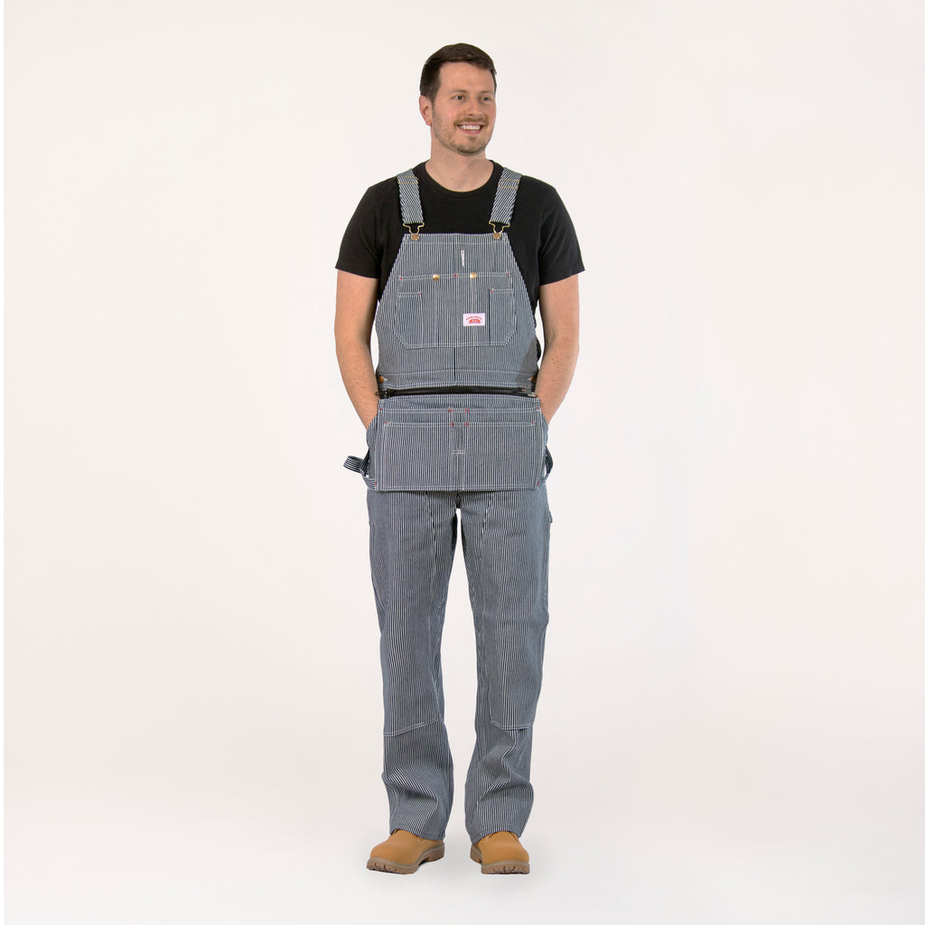 #730 Made in USA Stripe Carpenter Overall with Zip-Off Pouch