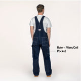 Non-USA Classic Blue Denim Zipper Fly Bib Overalls - Not Sewn in USA