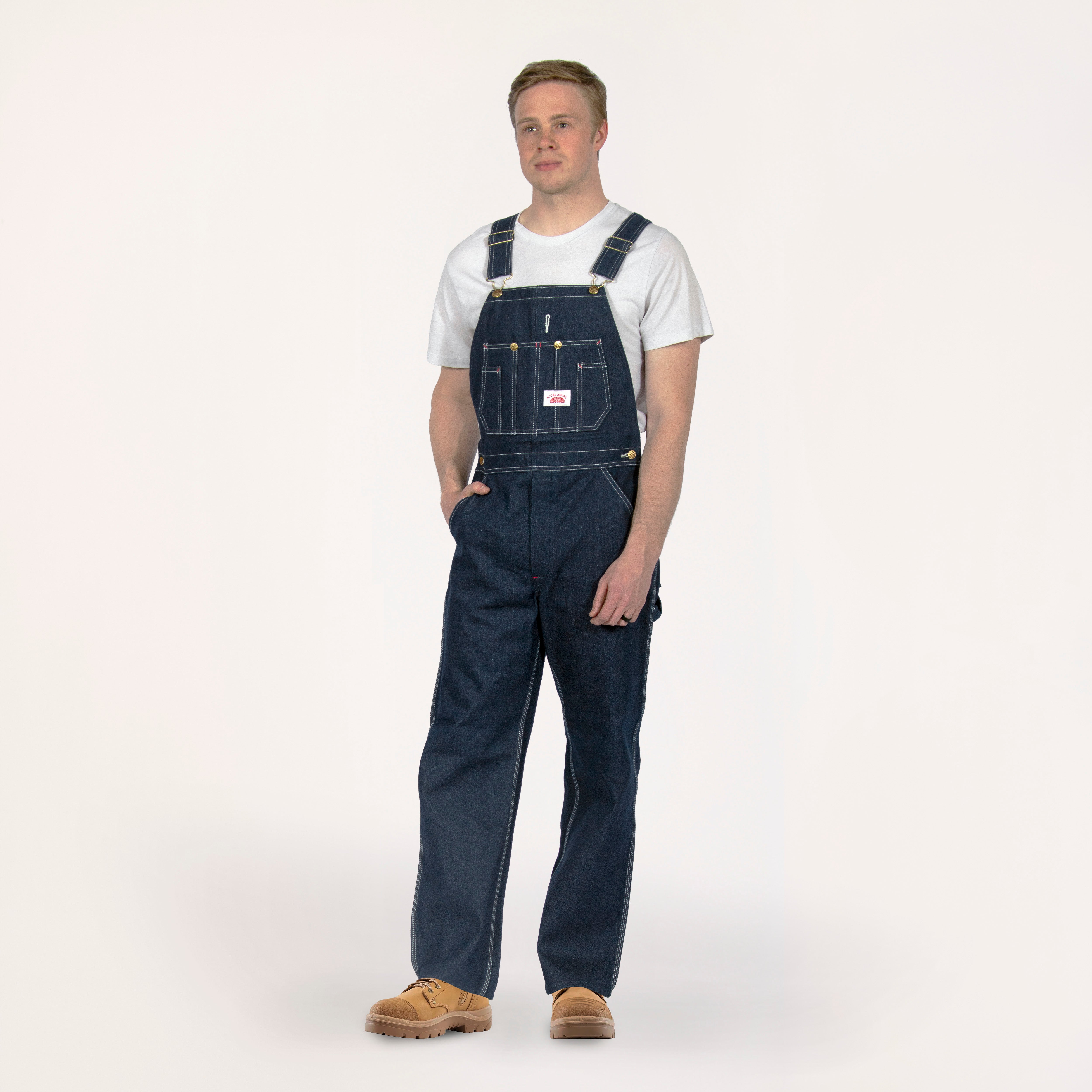 ラウンド ハウス 966 Blue Denim Bib Overalls 966/#980 Round House Made in USA Blue Denim Bib Overalls