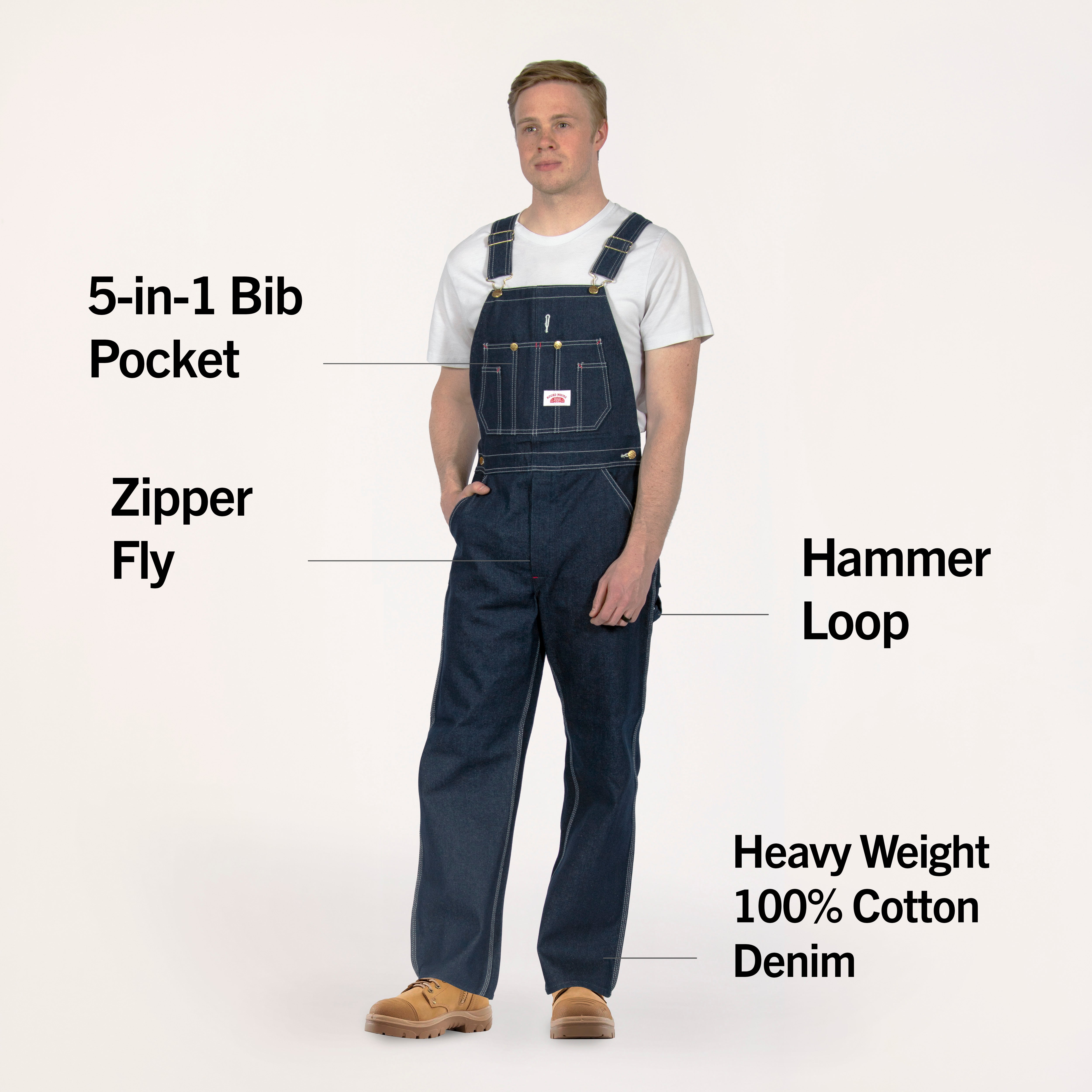 966/#980 Round House Made in USA Blue Denim Bib Overalls