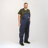 #966 62" to 74" Inch Waist Big Zipper Fly Blue Denim Bib Overalls