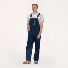 Non-USA Utility Zipper-Bib Blue Denim Overalls - Not Sewn in USA