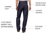 #3303 American Made Jean Double Front Carpenter Dungaree 14 oz.