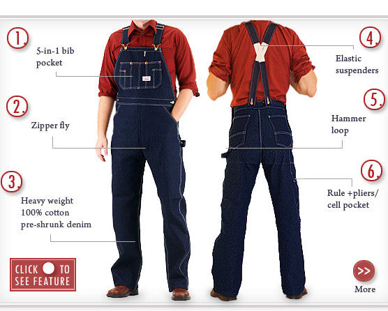 907 Round House Made in Low Back Blue Denim Bib Overalls – Round House American Made Jeans Made in USA Overalls, Workwear