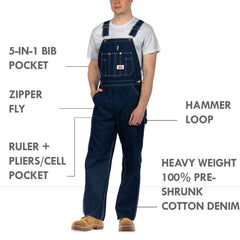 AMERICAN MADE #980 ZIPPER FLY MEN'S BIB OVERALLS MADE IN USA