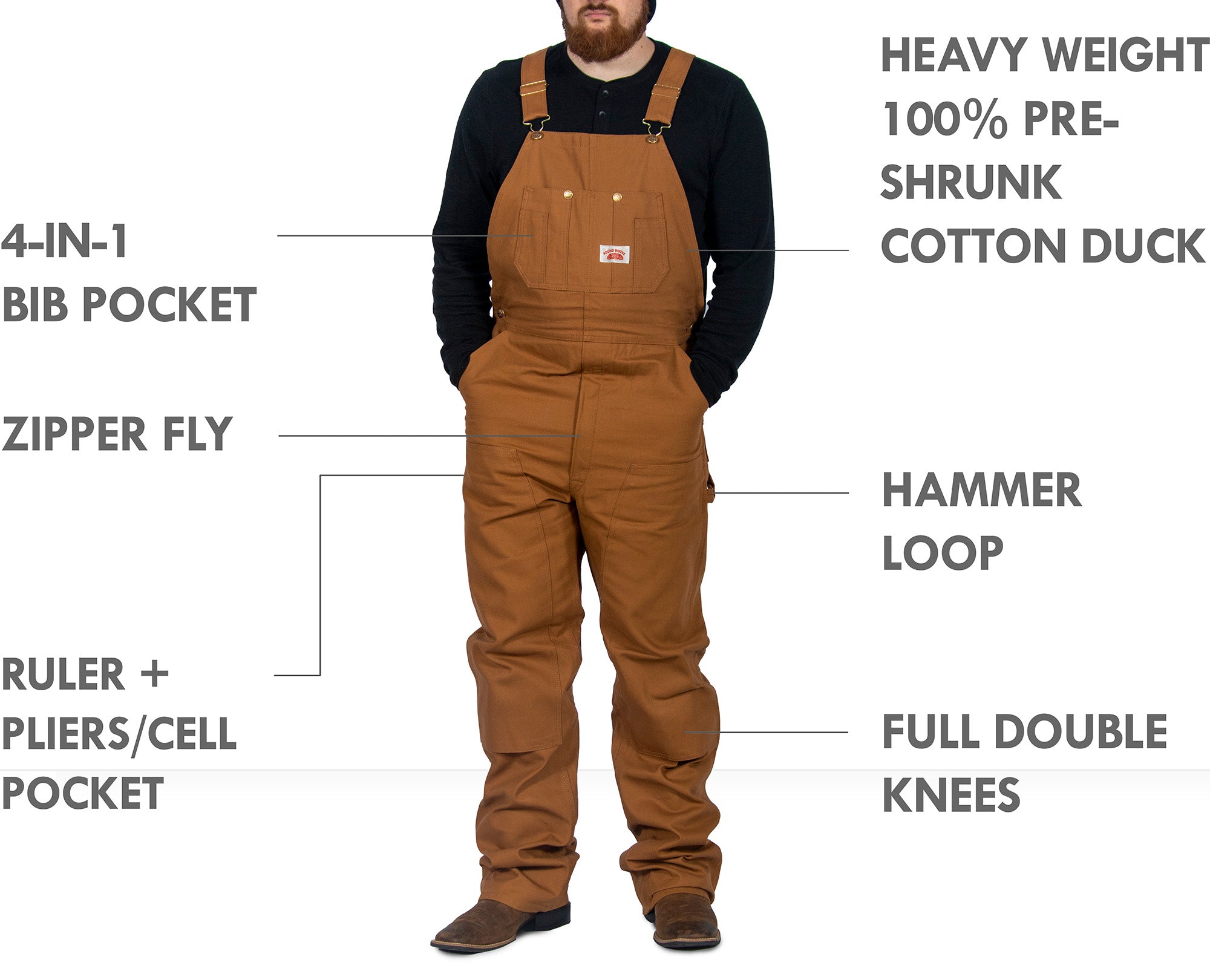 Relaxed Fit Duck Bib Overall Carhartt Brown 32x30