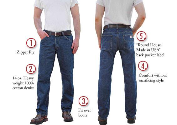 IRREGULAR #105 American Made Jeans Regular Fit 14.5 oz. Five Pocket Je –  Round House American Made Jeans Made in USA Overalls, Workwear