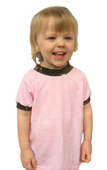 #423 Pink T-SHIRT with Mossy Oak Trim Made in USA